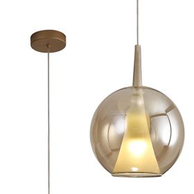 M8255  Elsa Pendant Round Shade 1 Light Gold/Bronze Glass